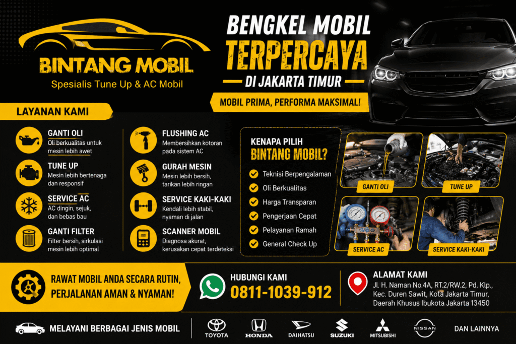 Bengkel Ganti Oli Mobil Jakarta Timur Terpercaya dan Profesional