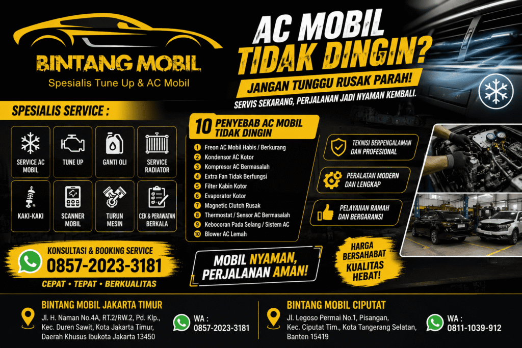 10 Penyebab AC Mobil Tidak Dingin dan Cara Mengatasinya