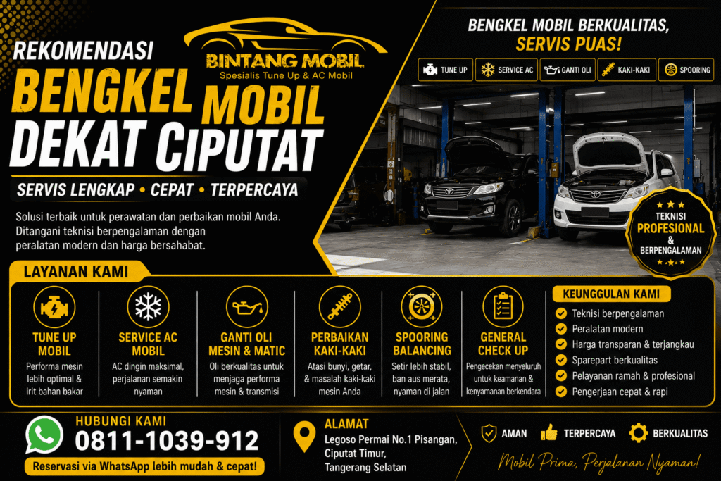 Rekomendasi Bengkel Mobil Dekat Ciputat Terbaik dan Terpercaya – Pilihan Tepat untuk Servis Mobil Anda