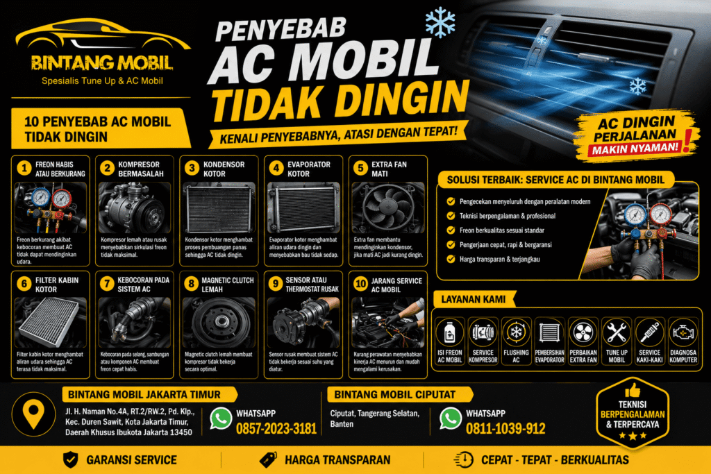Penyebab AC Mobil Tidak Dingin