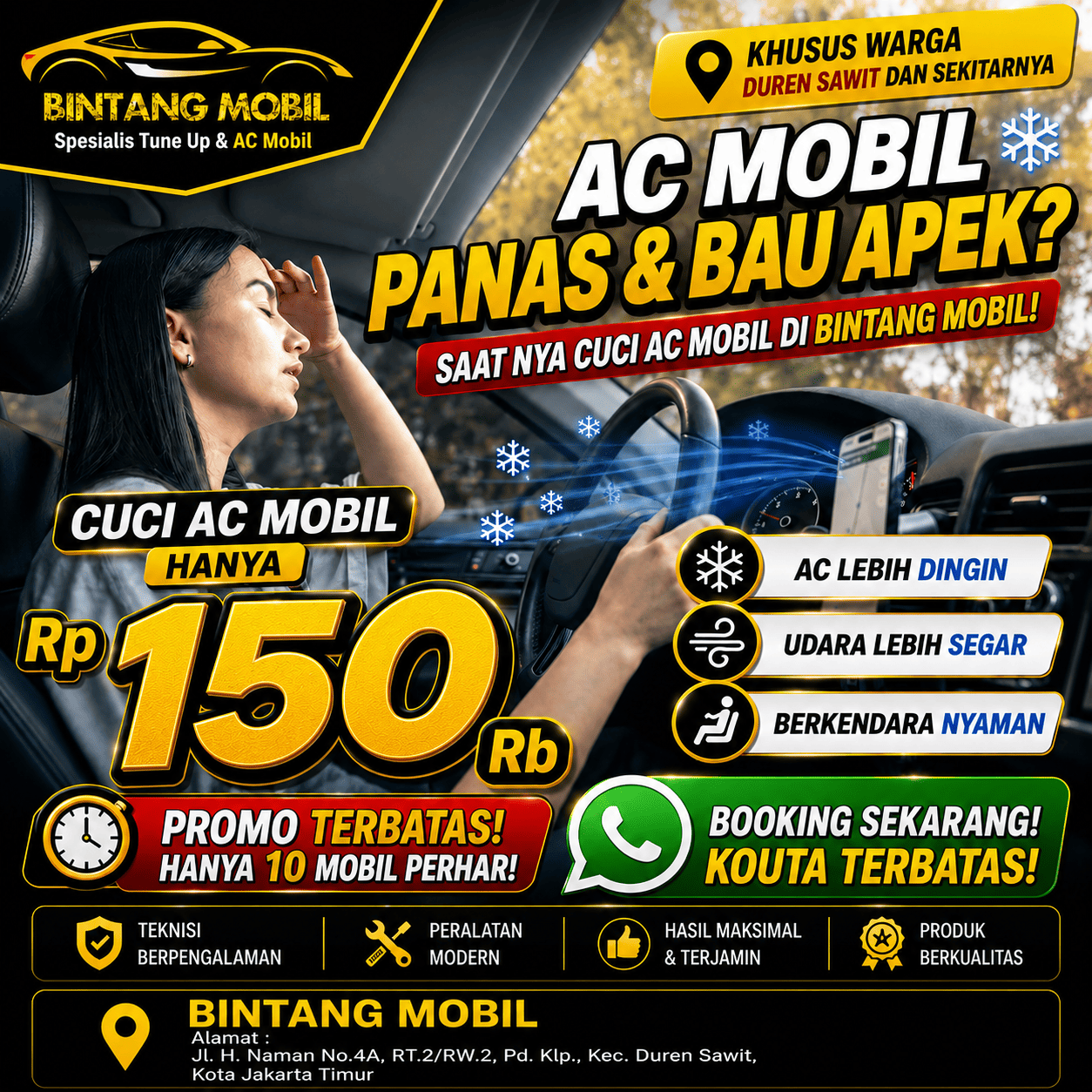 Promo Cuci AC 150rb Bintang Mobil Jakarta Timur
