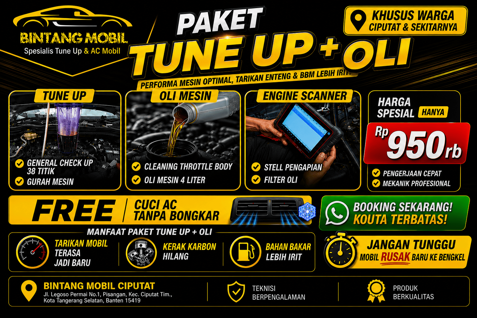 Paket Tune Up Oli 950K Ciputat