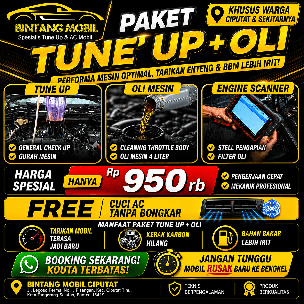 Promo Tune Up dan Oli Bintang Mobil Ciputat