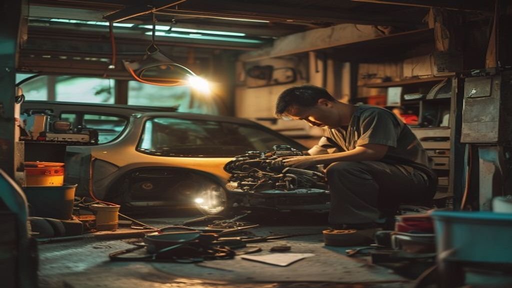 Mekanik melakukan tune up mobil dengan biaya murah dan berkualitas