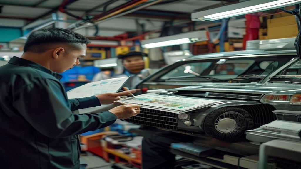 Teknisi profesional melakukan servis AC mobil dengan garansi, memastikan udara sejuk dan bersih